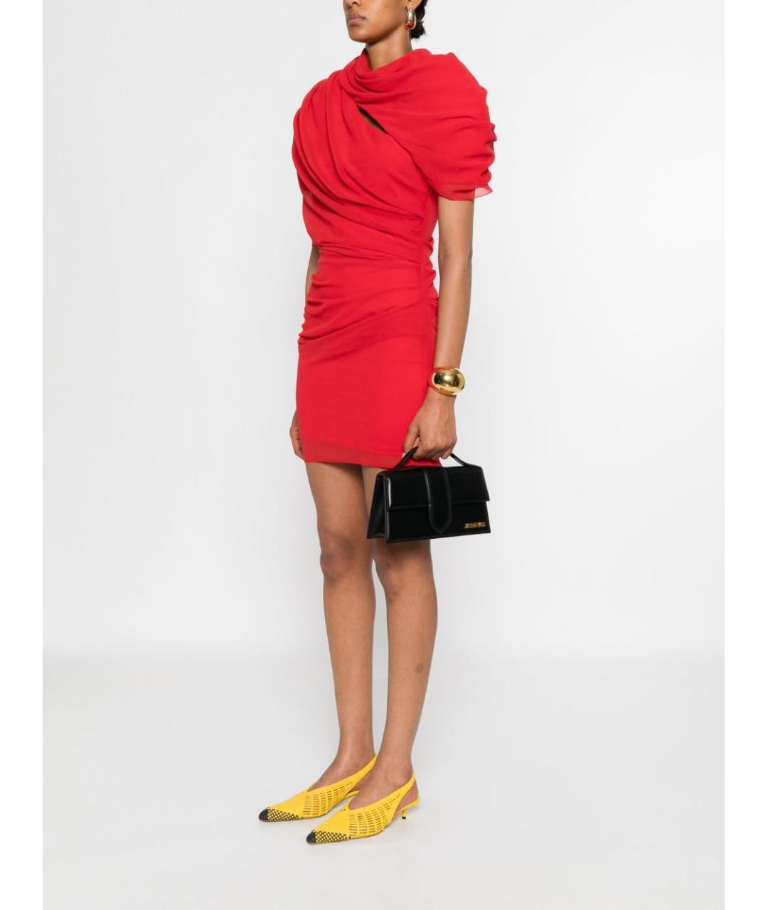 JACQUEMUS Черная кожаная сумка через плечо, фото 5