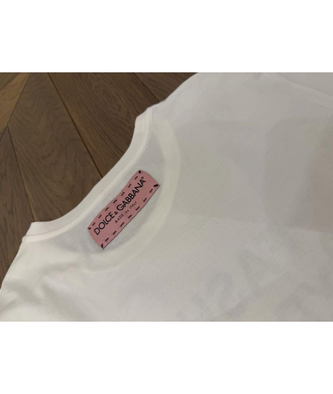 DOLCE&GABBANA Белая хлопковая футболка, фото 4