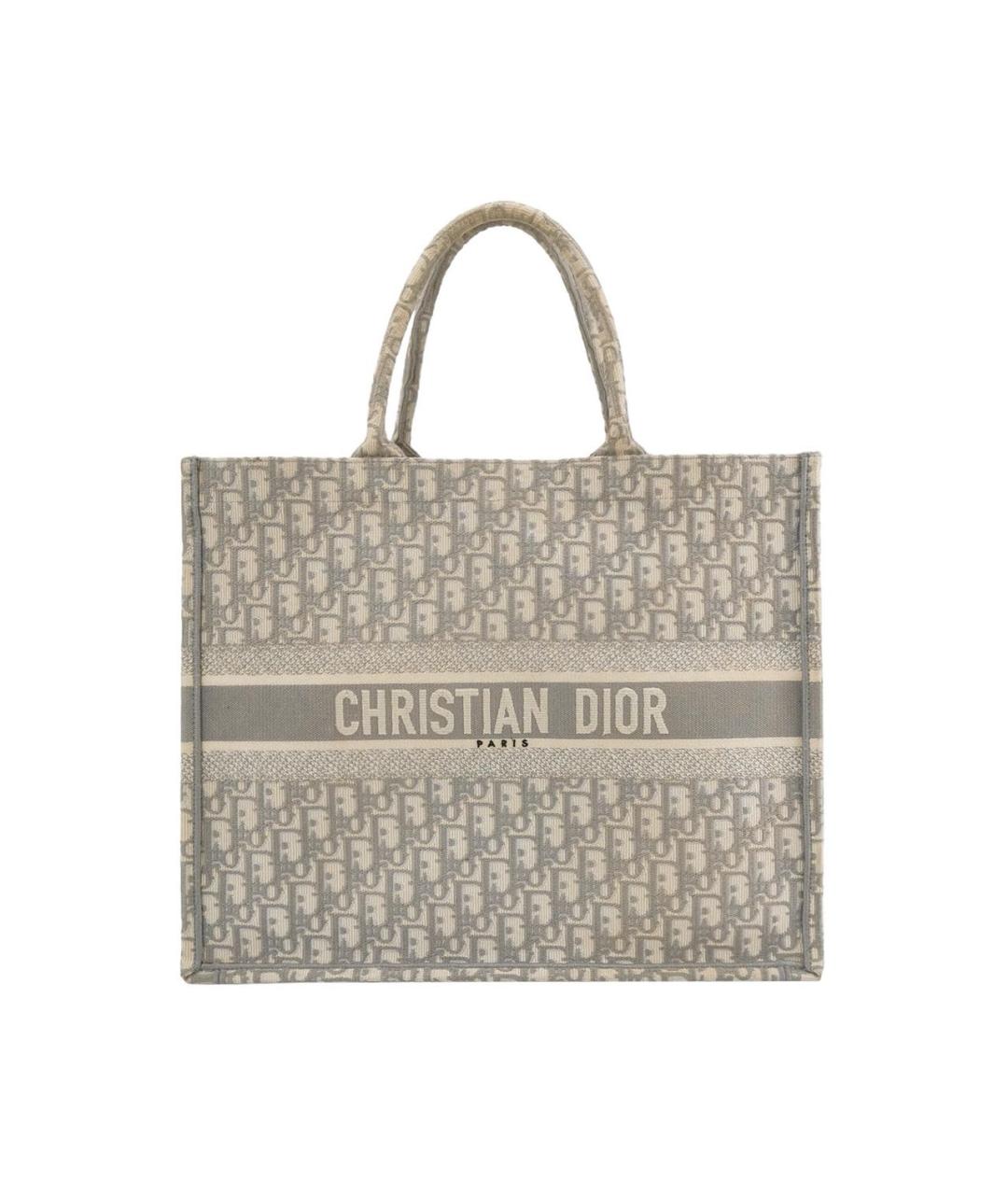 CHRISTIAN DIOR Серая кожаная сумка тоут, фото 1