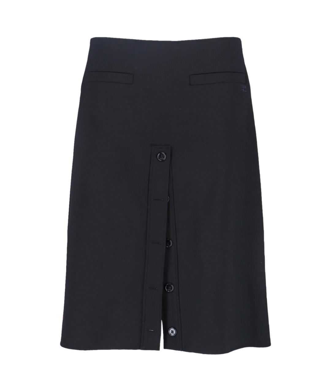 COURREGES Черная полиэстеровая юбка миди, фото 1