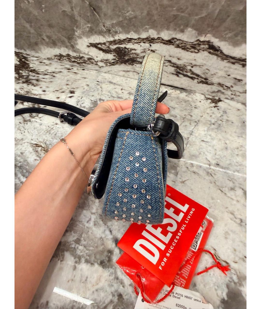 DIESEL Голубая деним сумка через плечо, фото 5