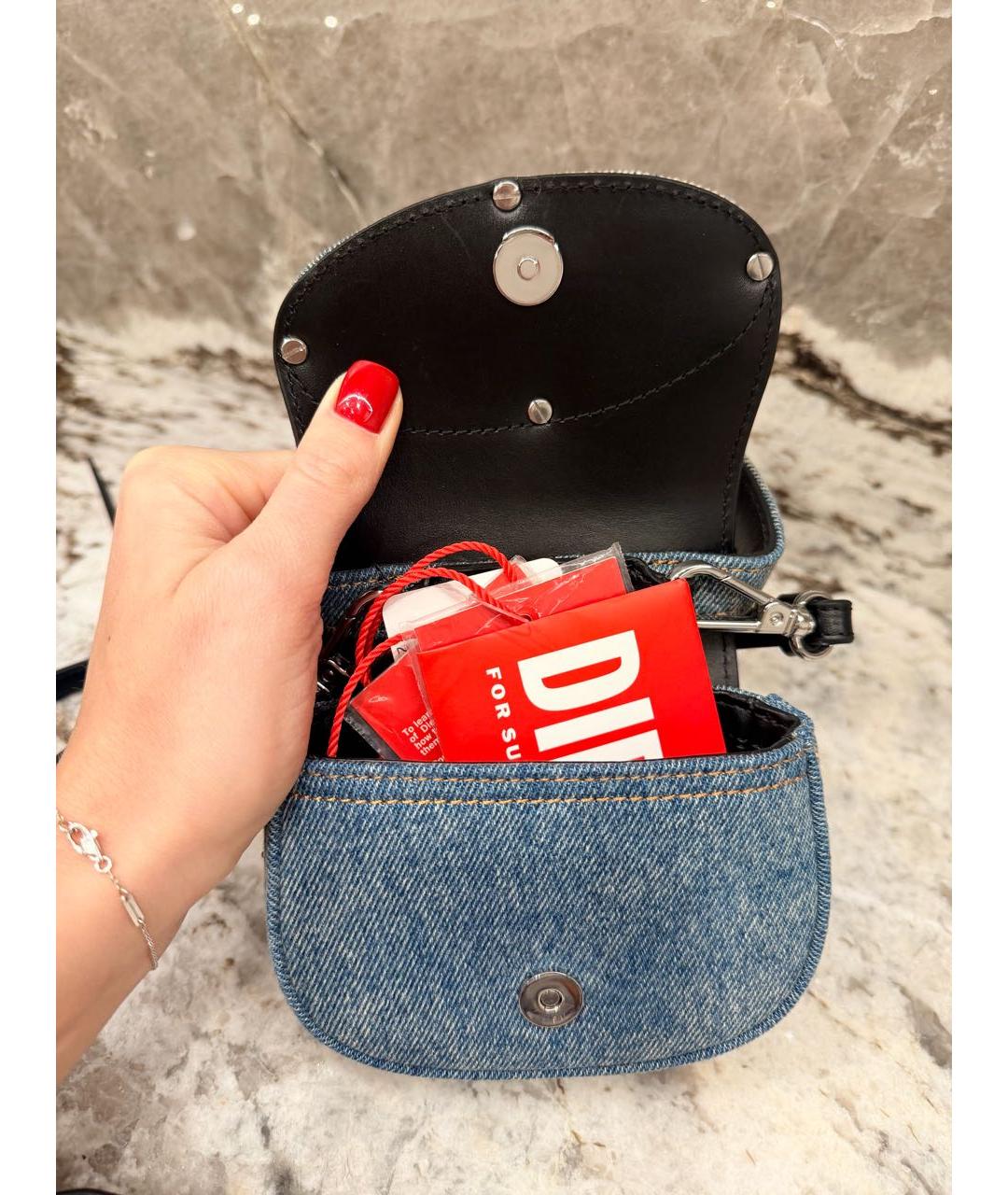 DIESEL Голубая деним сумка через плечо, фото 4