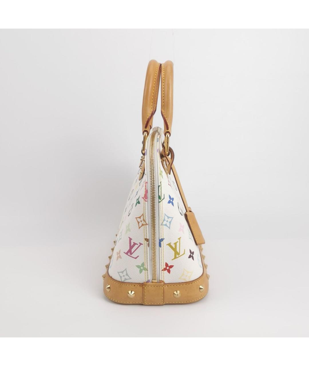 LOUIS VUITTON Белая кожаная сумка с короткими ручками, фото 3