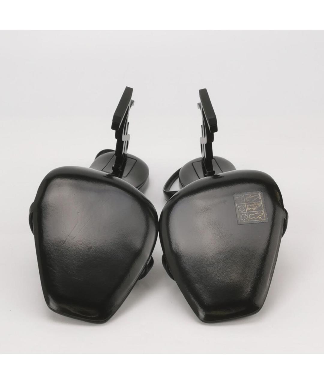 SAINT LAURENT Черные кожаные босоножки, фото 5