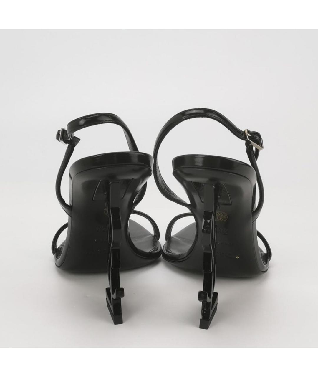 SAINT LAURENT Черные кожаные босоножки, фото 4