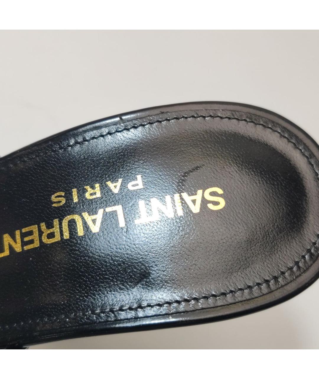 SAINT LAURENT Черные кожаные босоножки, фото 7