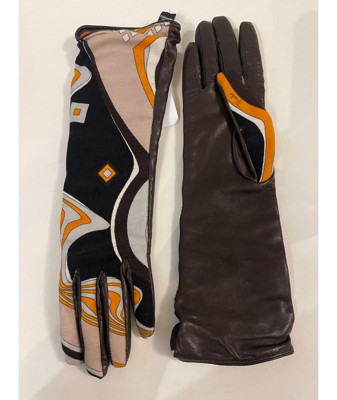 EMILIO PUCCI Коричневые кожаные перчатки, фото 8