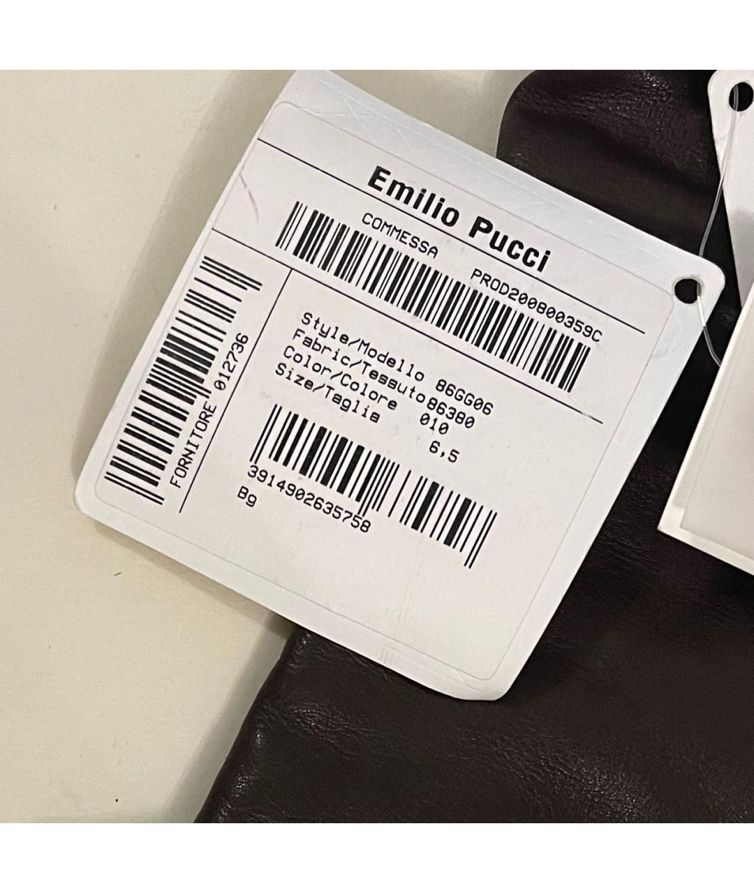 EMILIO PUCCI Коричневые кожаные перчатки, фото 5