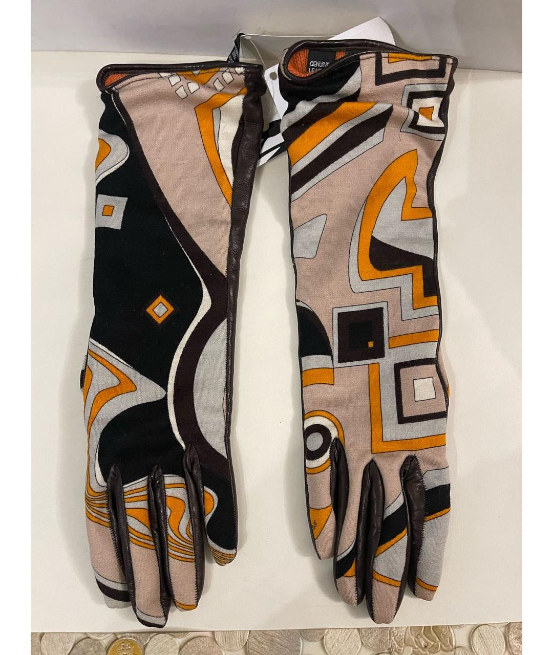 EMILIO PUCCI Коричневые кожаные перчатки, фото 3