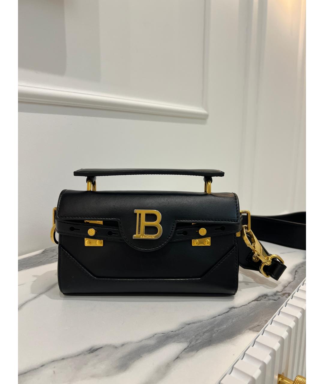 BALMAIN Черная кожаная сумка через плечо, фото 7