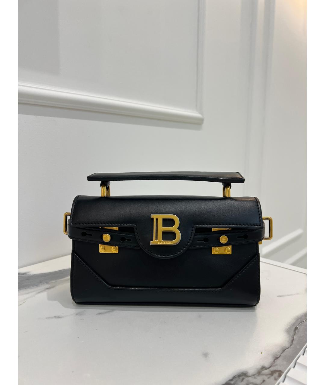 BALMAIN Черная кожаная сумка через плечо, фото 4