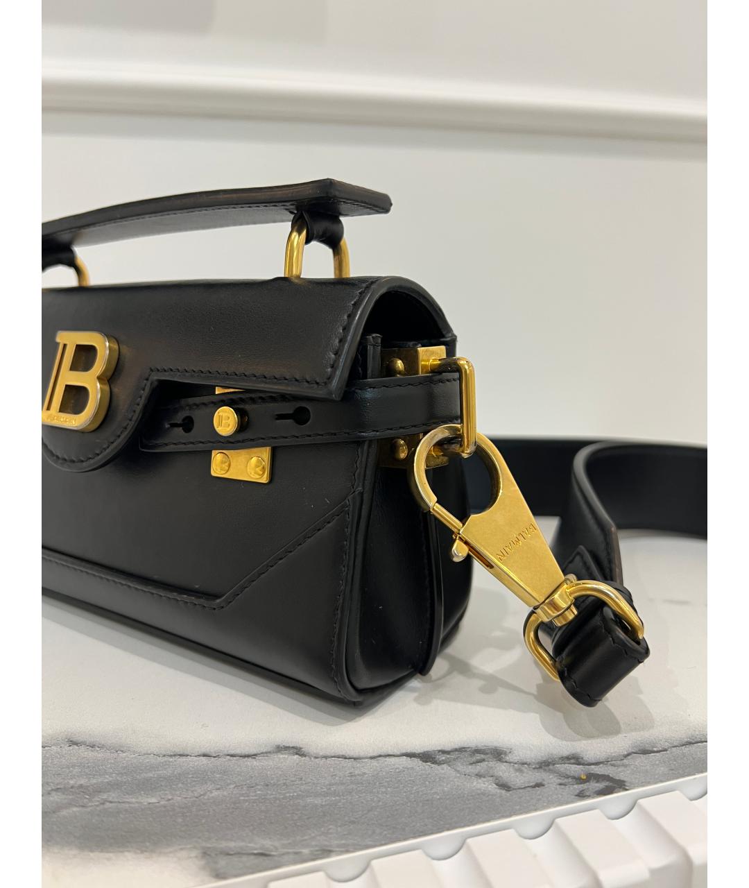 BALMAIN Черная кожаная сумка через плечо, фото 6