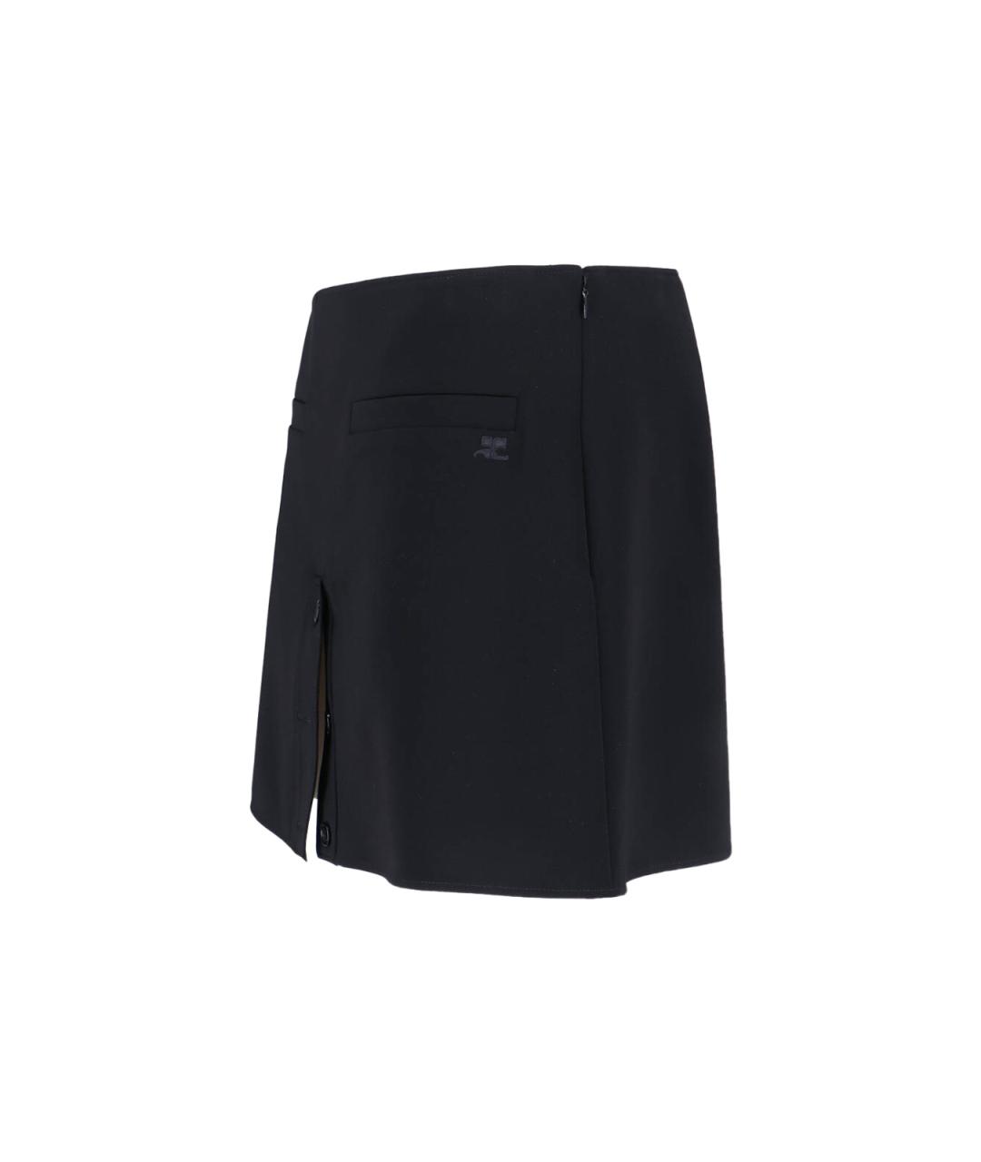 COURREGES Черная полиэстеровая юбка мини, фото 3