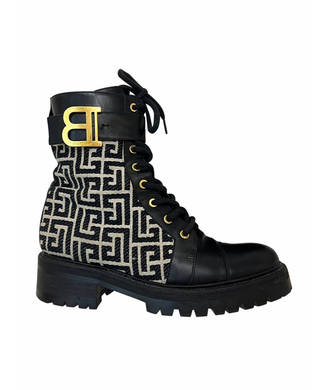 BALMAIN Черные кожаные ботинки, фото 1