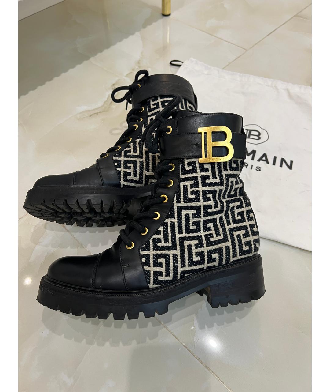 BALMAIN Черные кожаные ботинки, фото 5