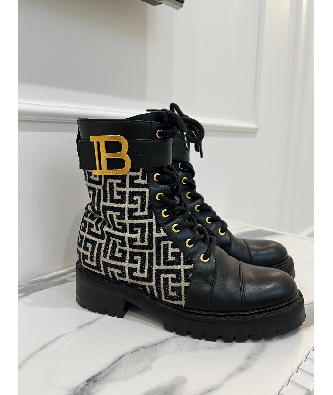 BALMAIN Черные кожаные ботинки, фото 2