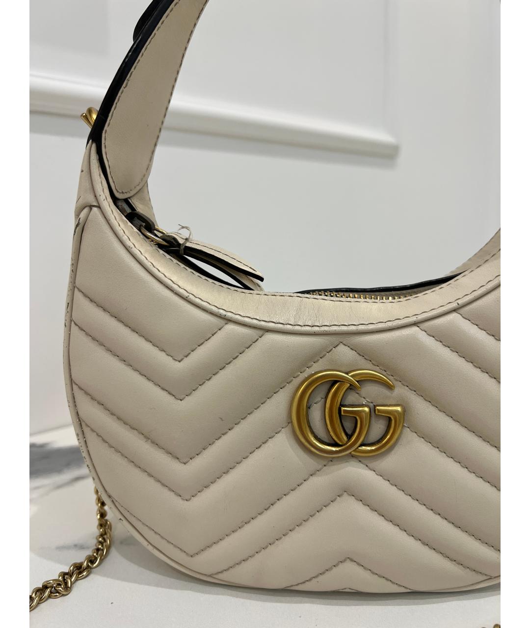 GUCCI Бежевая кожаная сумка через плечо, фото 6