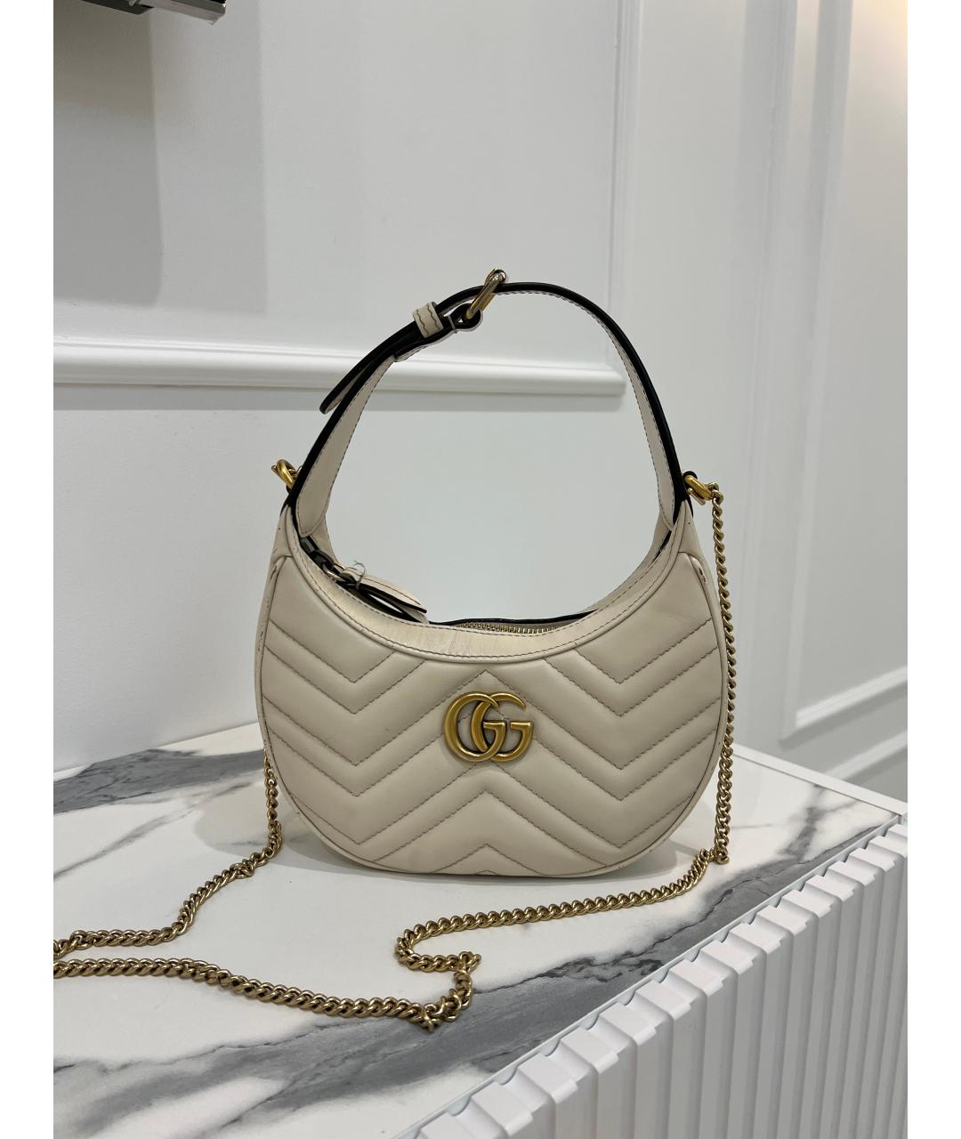 GUCCI Бежевая кожаная сумка через плечо, фото 7