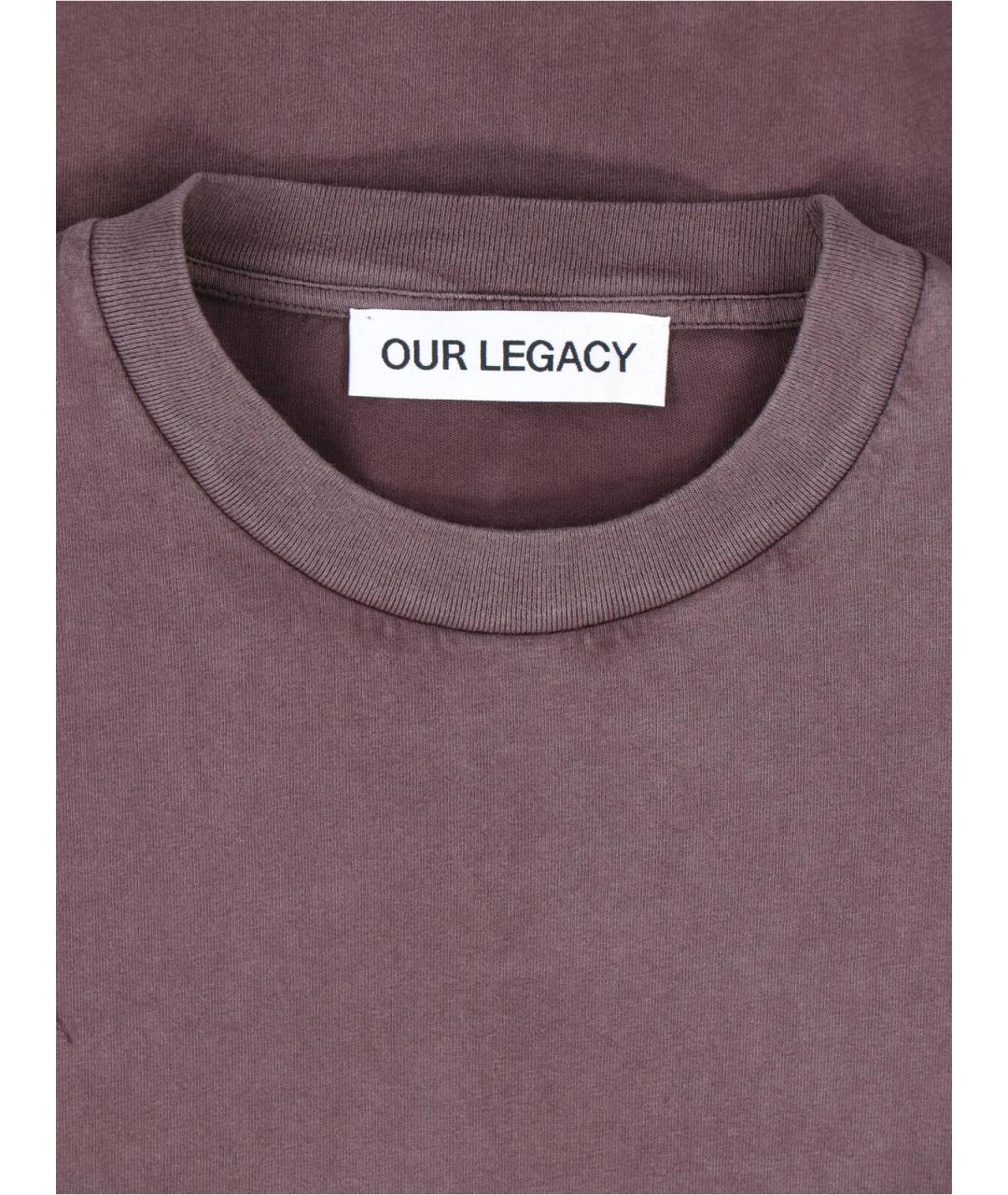 OUR LEGACY Коричневая хлопковая футболка, фото 3
