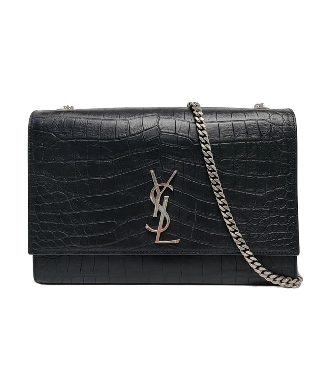 SAINT LAURENT Черная кожаная сумка через плечо, фото 1