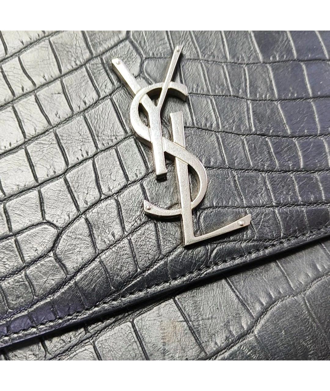 SAINT LAURENT Черная кожаная сумка через плечо, фото 6