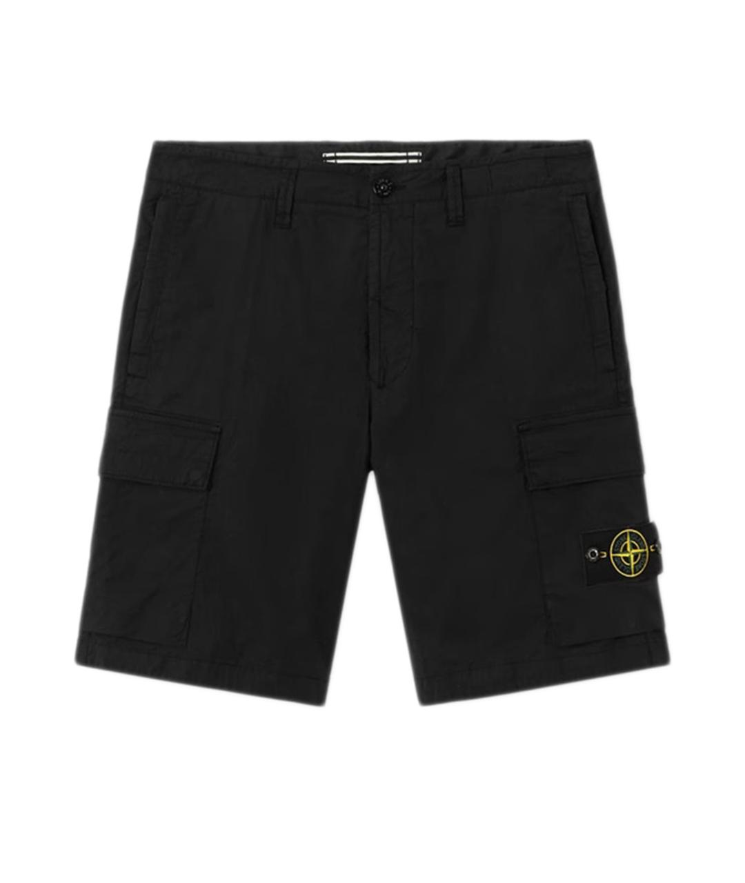STONE ISLAND Черные хлопковые шорты, фото 1