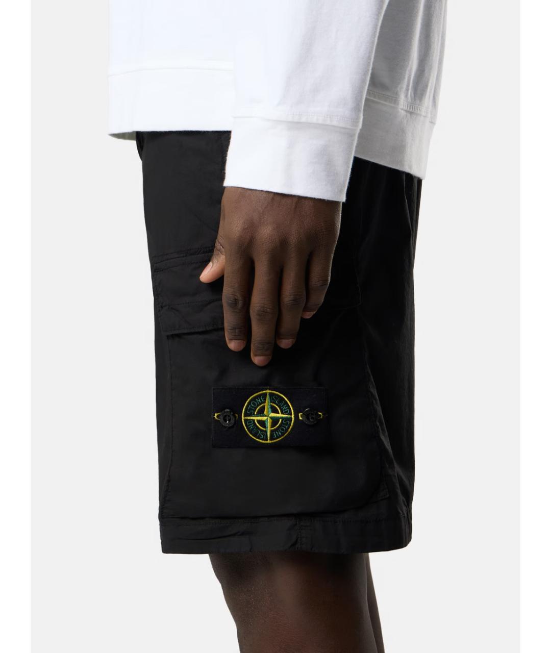 STONE ISLAND Черные хлопковые шорты, фото 3