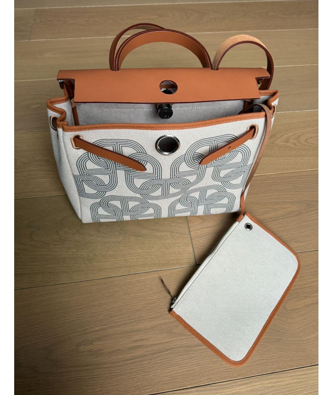 HERMES Бежевая тканевая сумка через плечо, фото 5