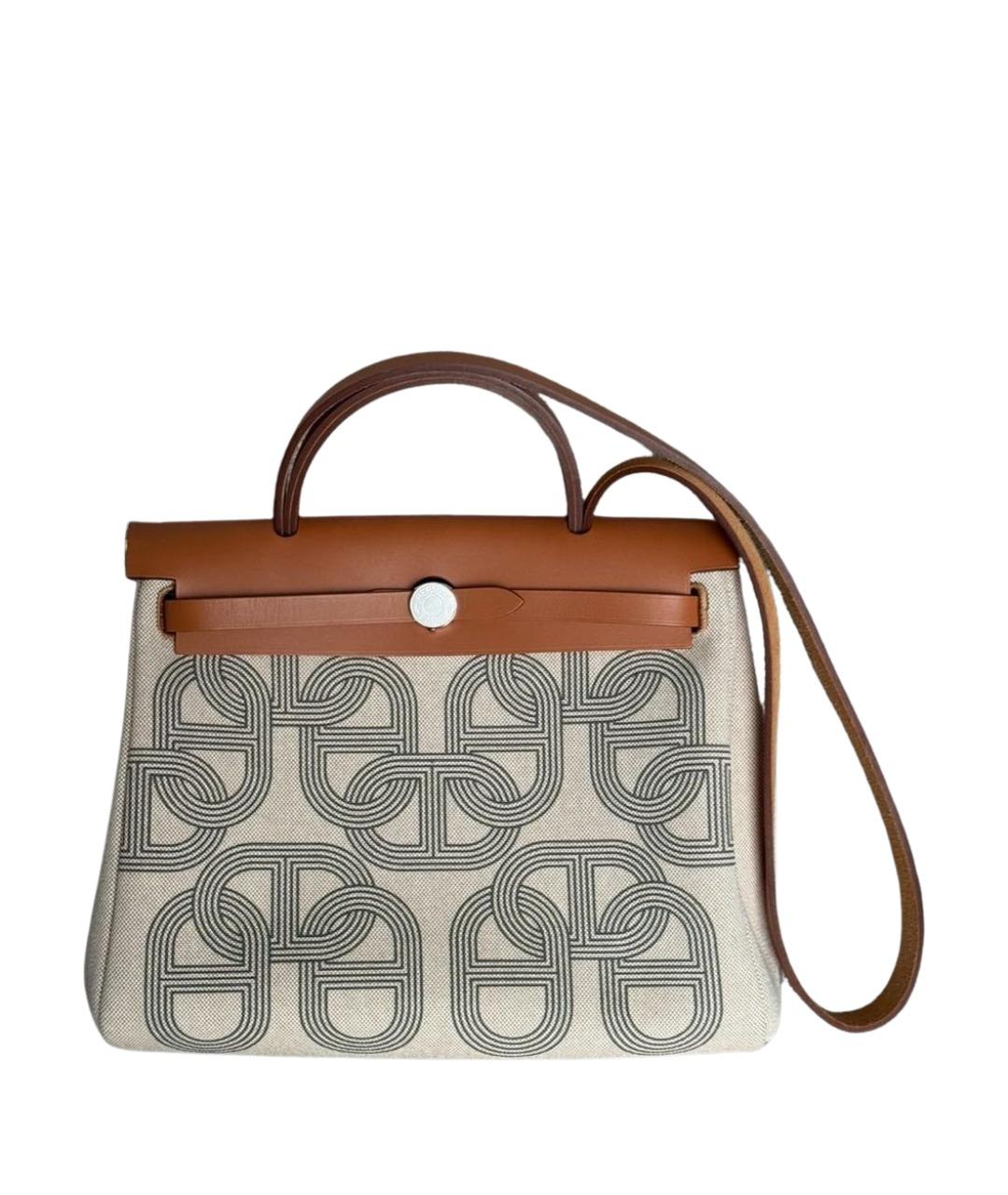 HERMES Бежевая тканевая сумка через плечо, фото 1