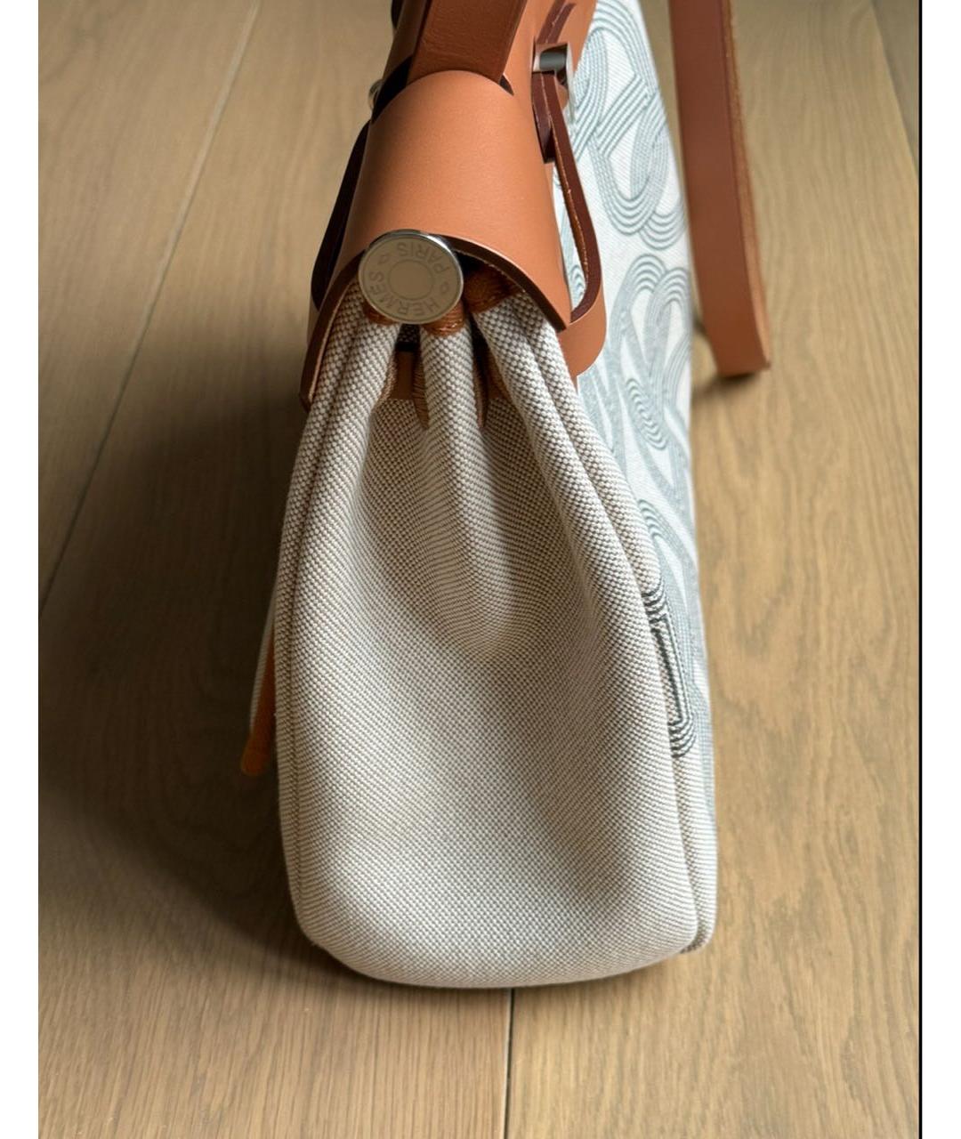 HERMES Бежевая тканевая сумка через плечо, фото 6