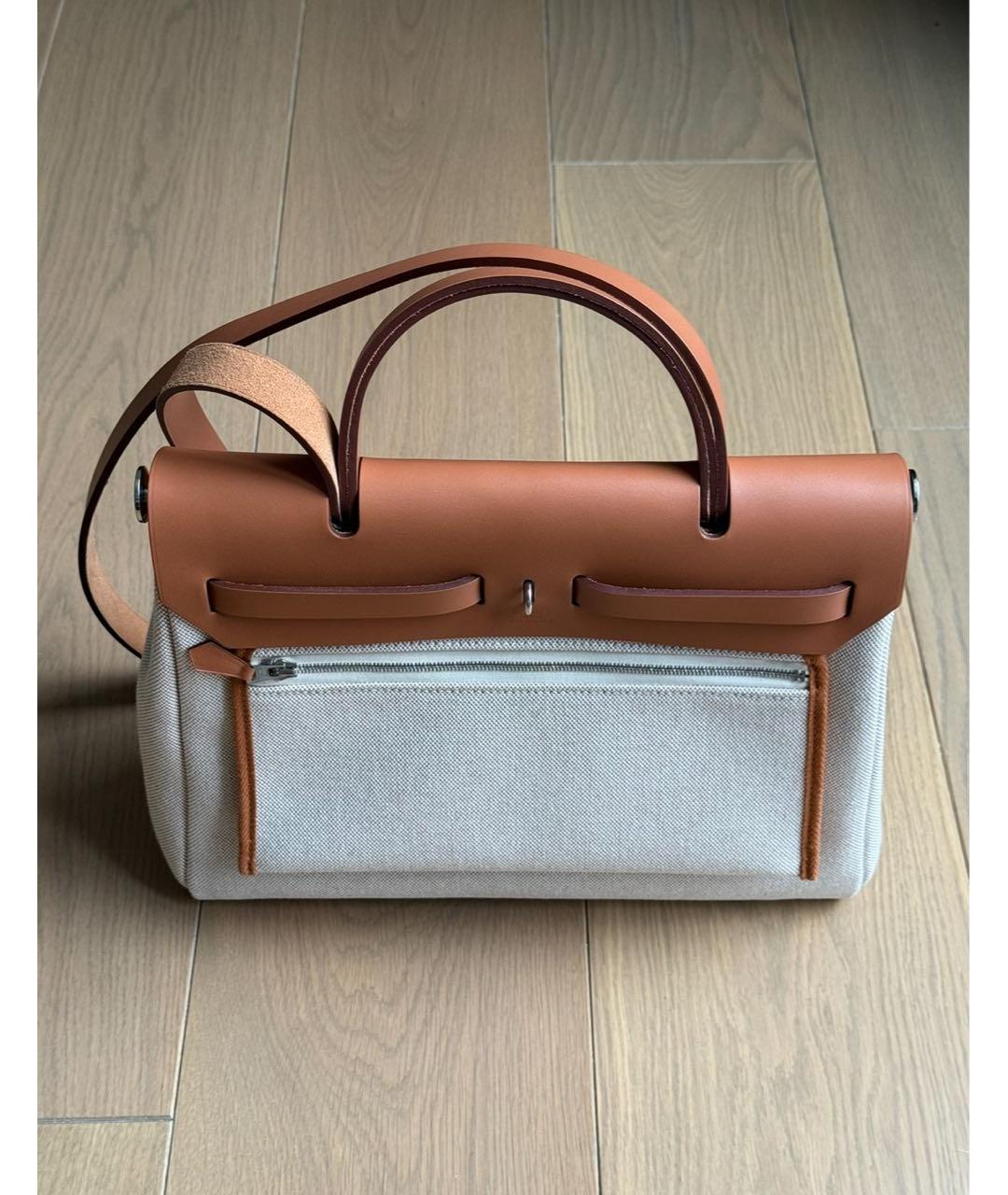 HERMES Бежевая тканевая сумка через плечо, фото 4