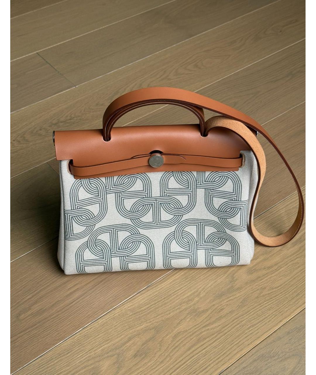 HERMES Бежевая тканевая сумка через плечо, фото 2