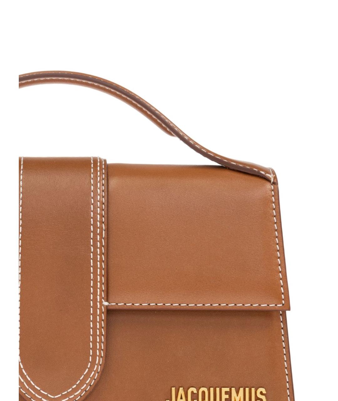 JACQUEMUS Коричневая кожаная сумка с короткими ручками, фото 2