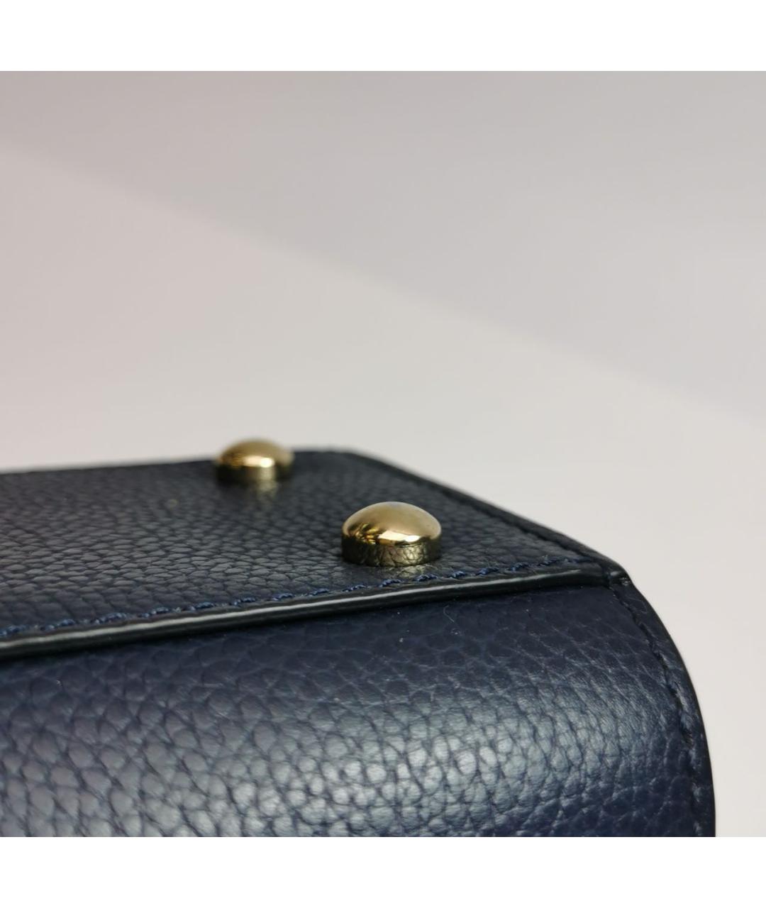 CHANEL Темно-синяя кожаная сумка тоут, фото 7