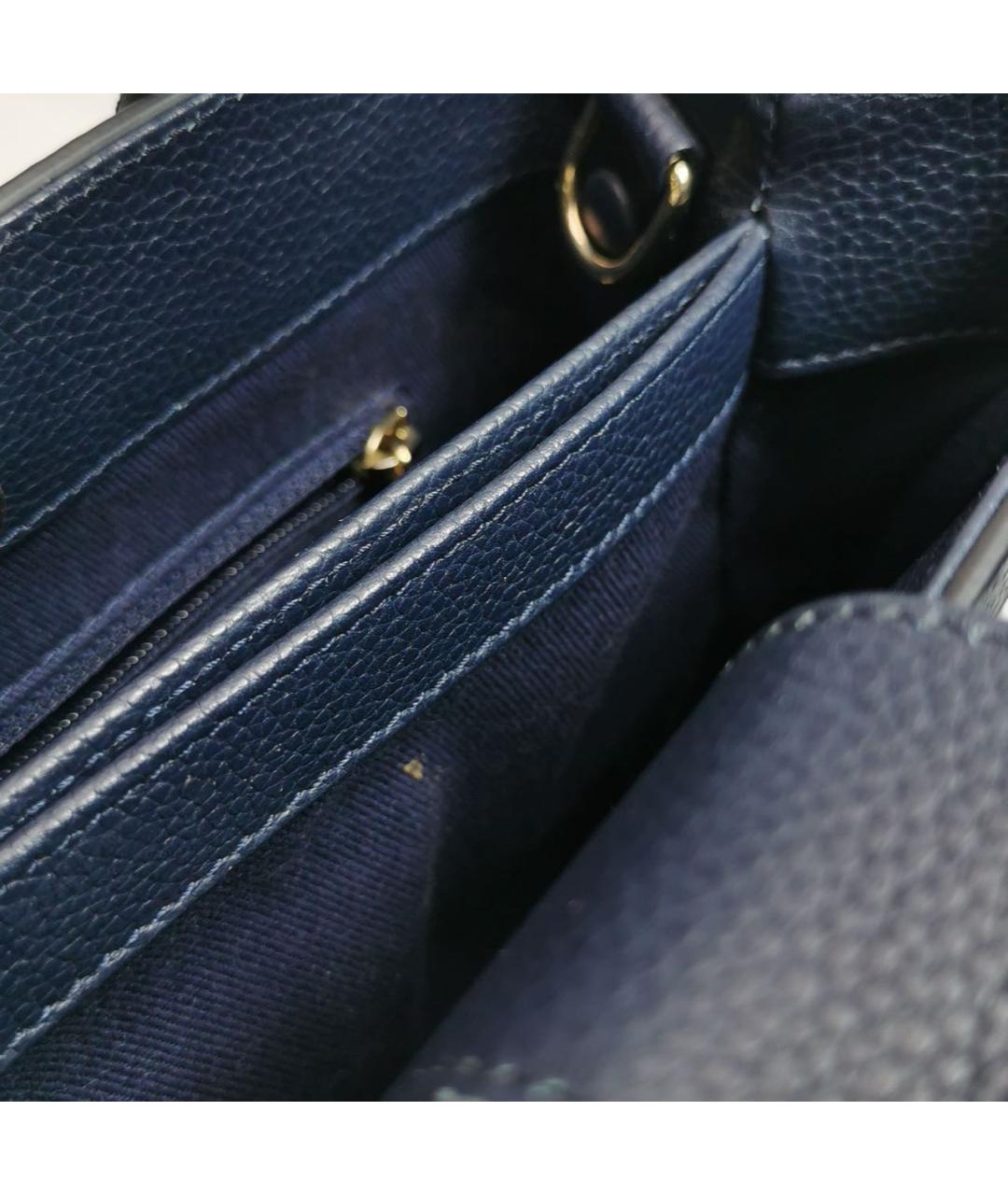 CHANEL Темно-синяя кожаная сумка тоут, фото 5