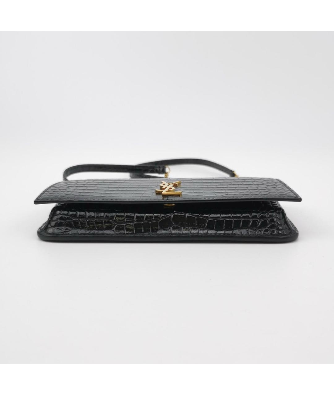 SAINT LAURENT Черная кожаная сумка через плечо, фото 5