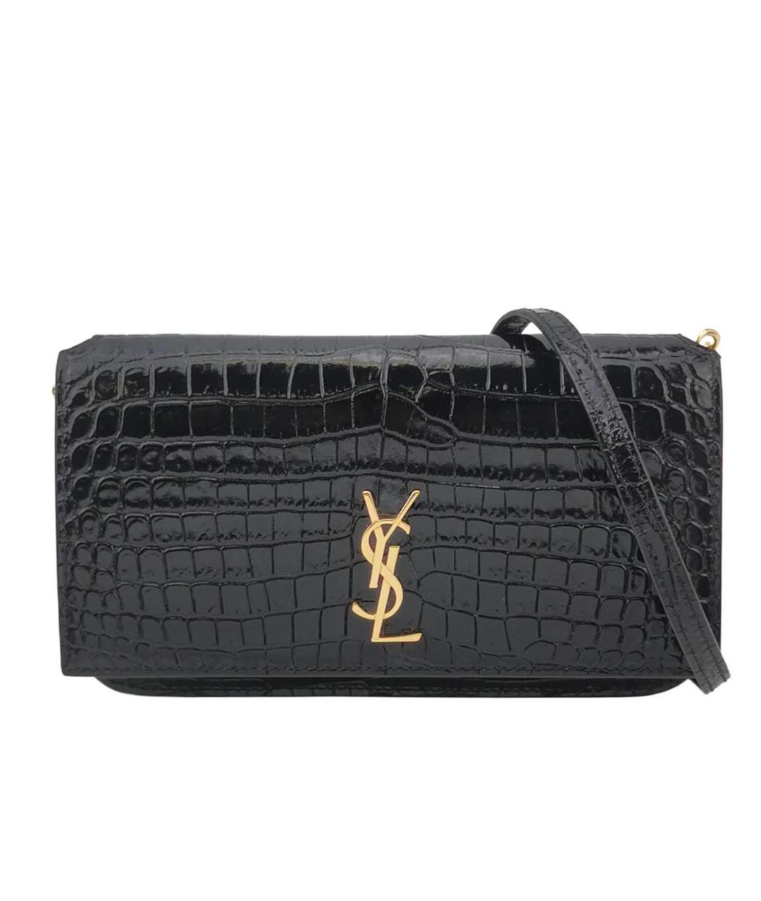 SAINT LAURENT Черная кожаная сумка через плечо, фото 1