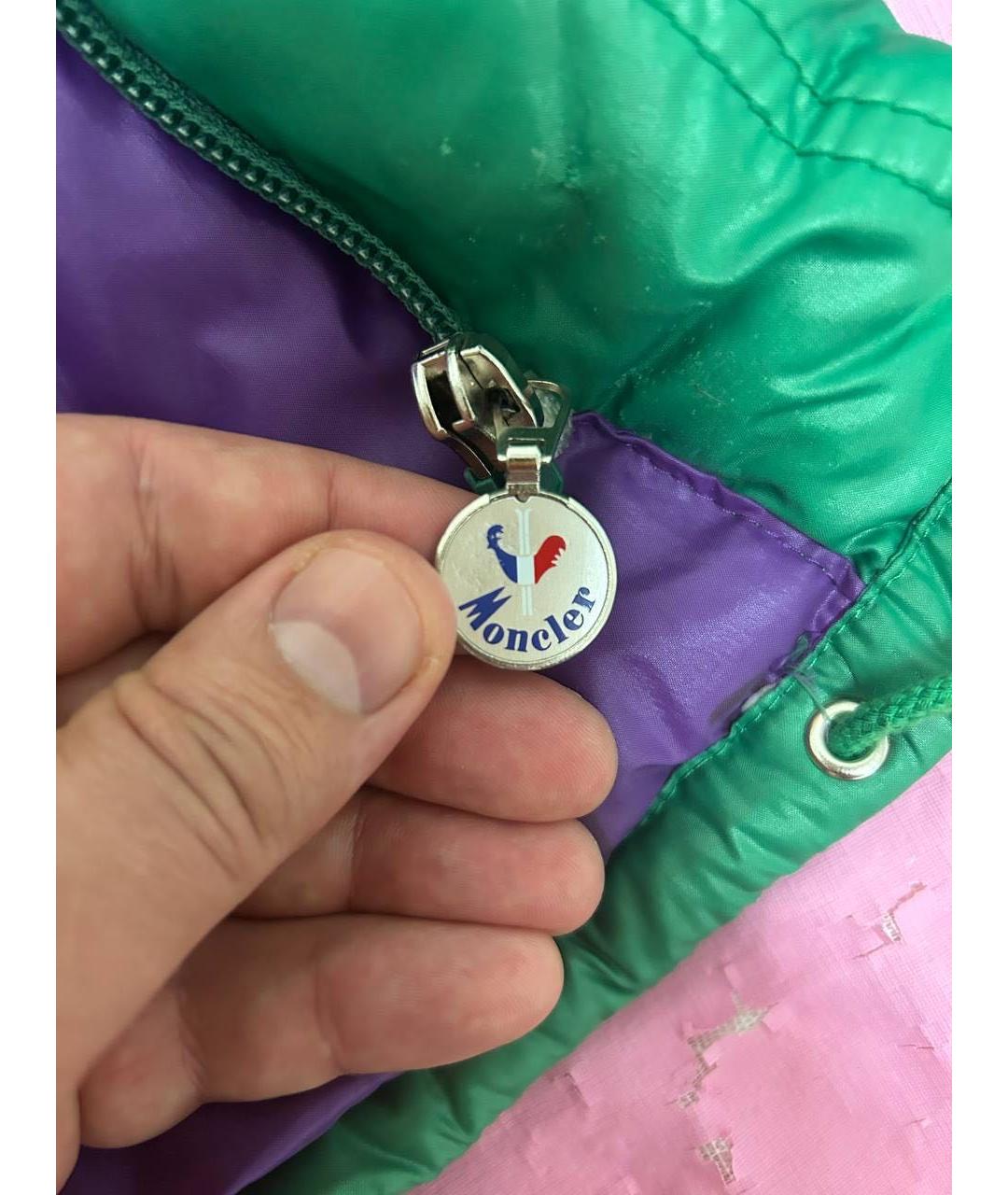 MONCLER GRENOBLE Зеленый полиэстеровый пуховик, фото 4