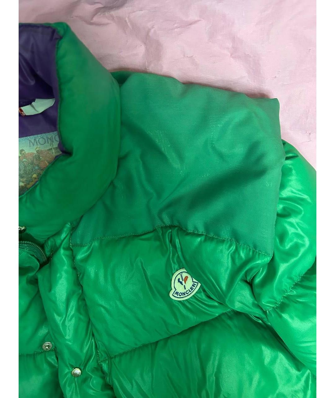 MONCLER GRENOBLE Зеленый полиэстеровый пуховик, фото 2
