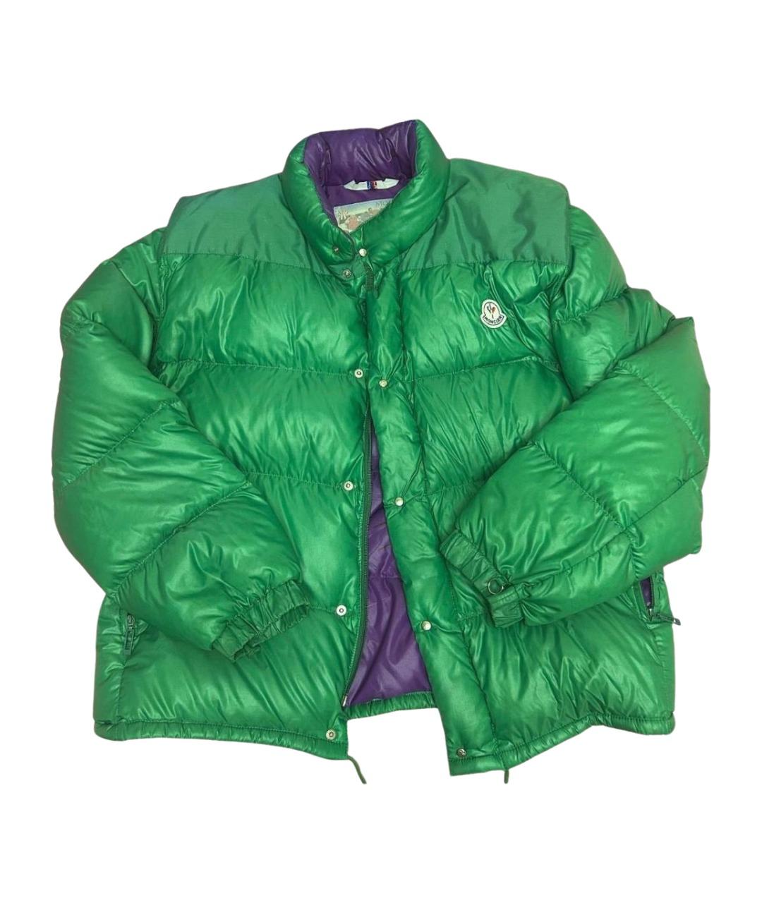 MONCLER GRENOBLE Зеленый полиэстеровый пуховик, фото 1