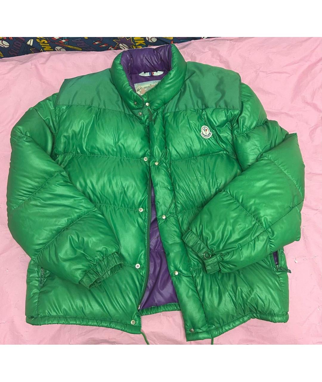 MONCLER GRENOBLE Зеленый полиэстеровый пуховик, фото 9