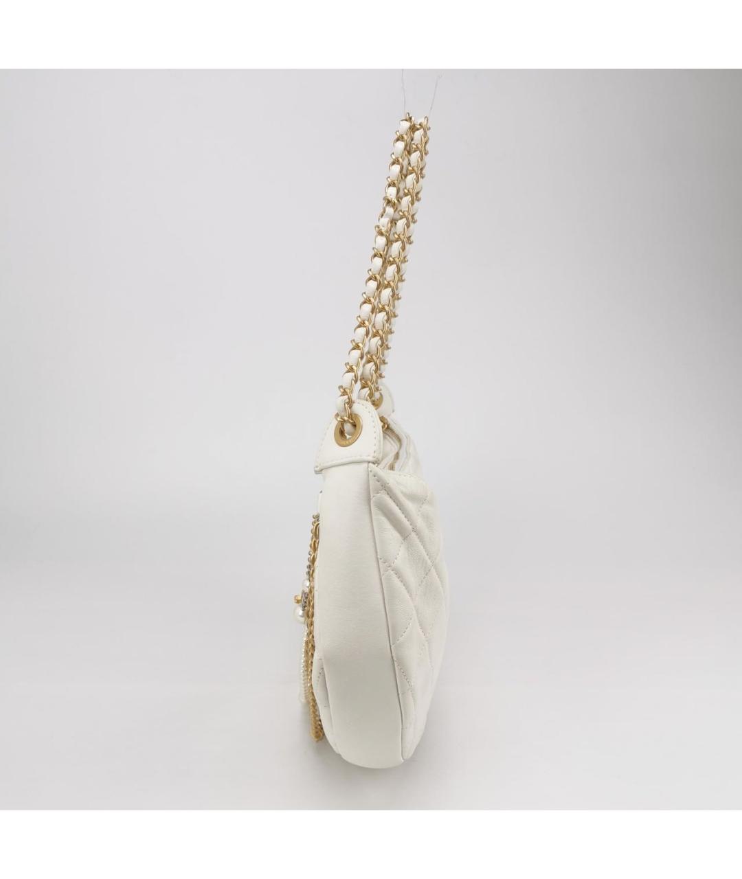 CHANEL Белая кожаная сумка через плечо, фото 2