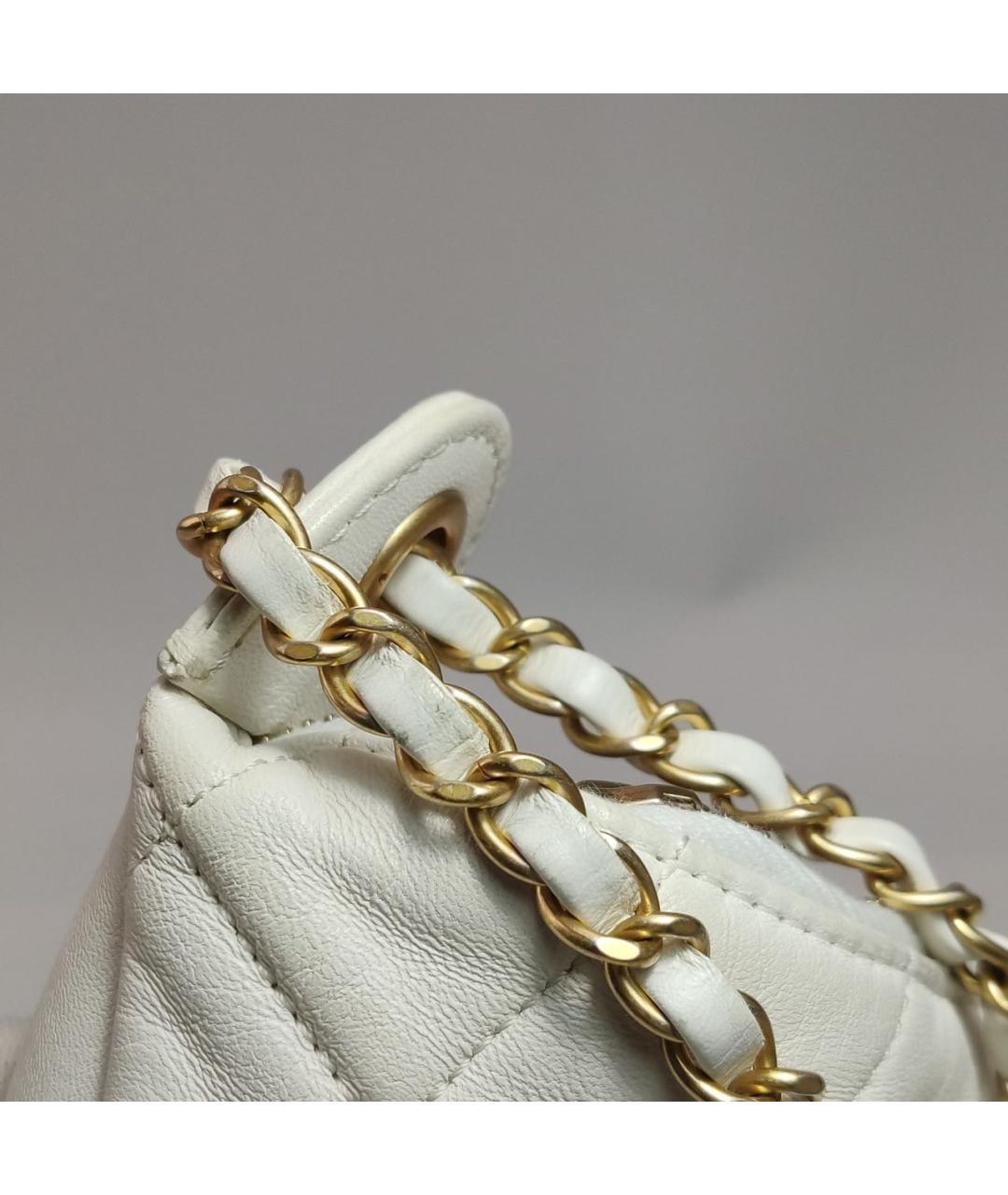 CHANEL Белая кожаная сумка через плечо, фото 5