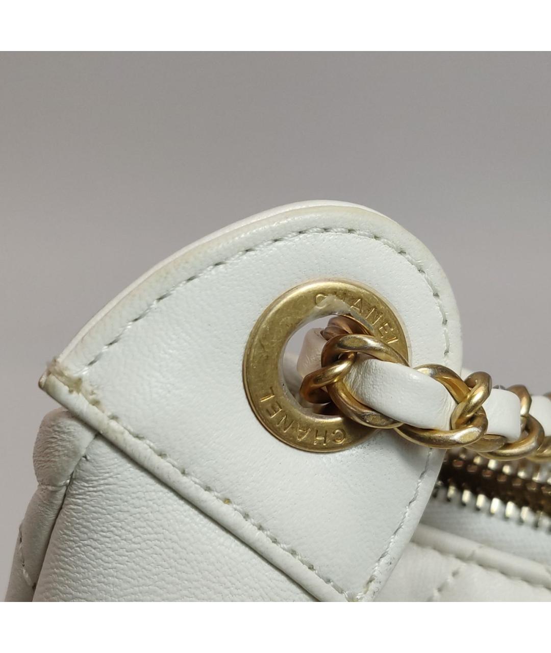 CHANEL Белая кожаная сумка через плечо, фото 7