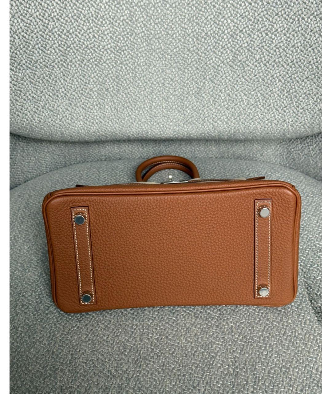 HERMES Коричневая кожаная сумка с короткими ручками, фото 4