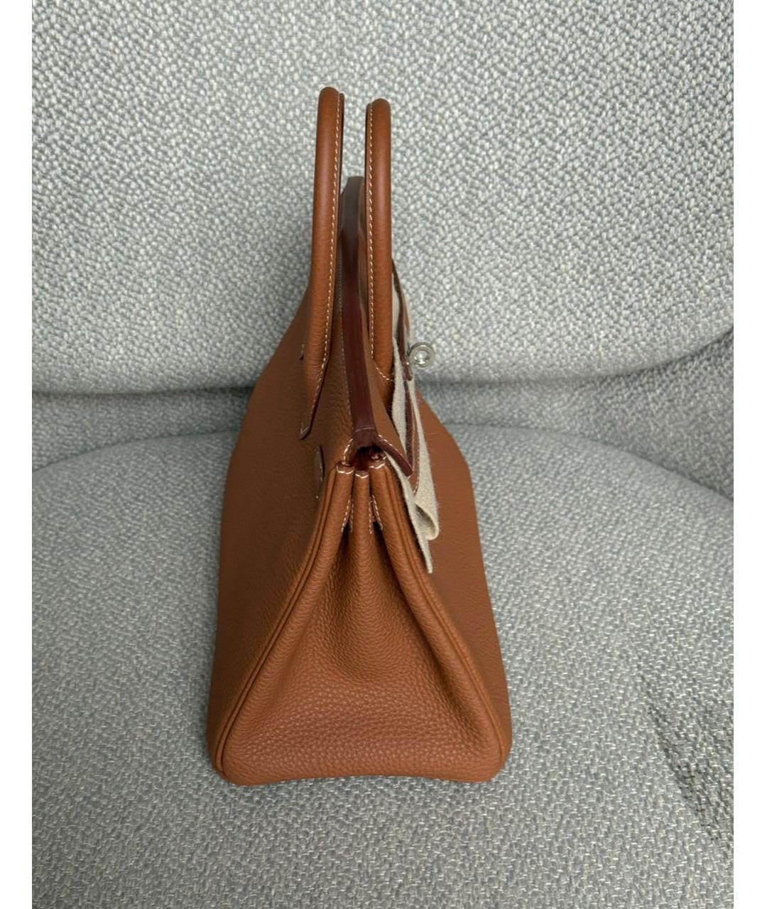 HERMES Коричневая кожаная сумка с короткими ручками, фото 2