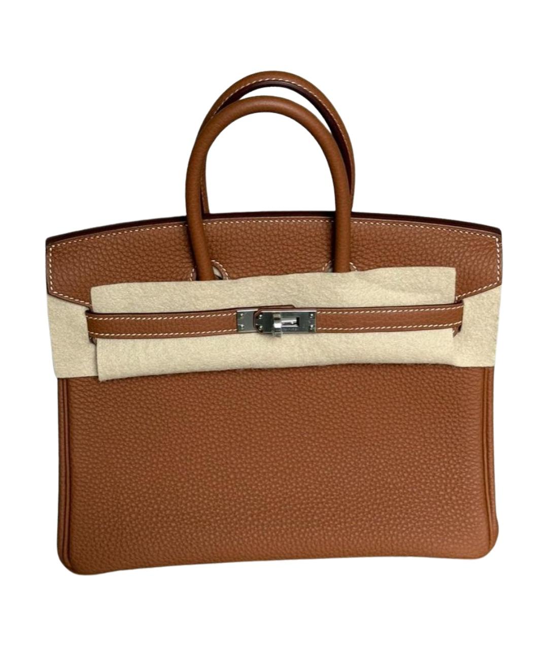 HERMES Коричневая кожаная сумка с короткими ручками, фото 1