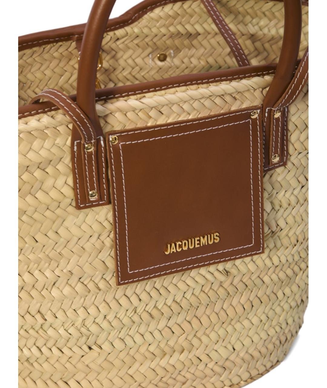 JACQUEMUS Коричневая кожаная сумка тоут, фото 4