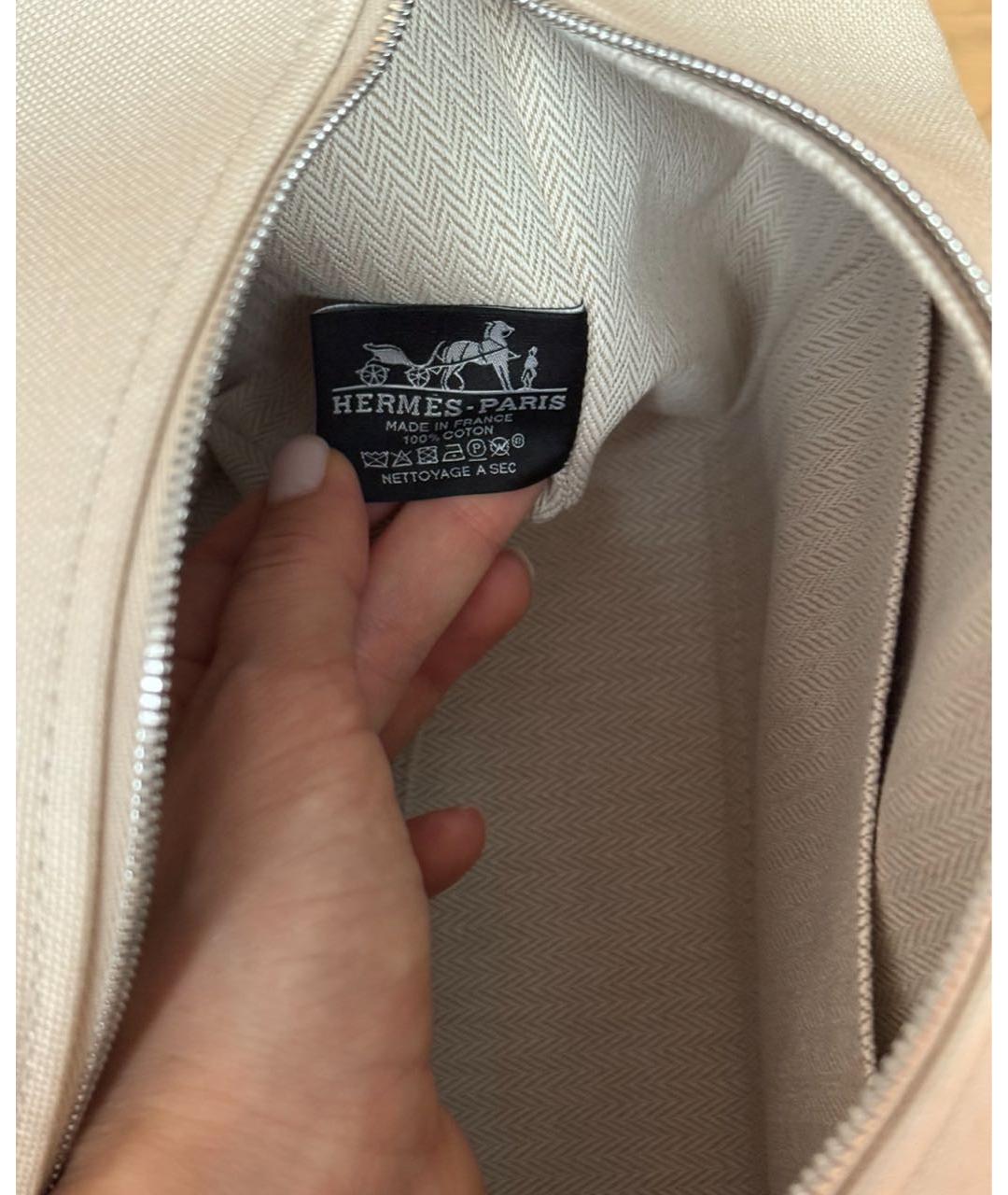 HERMES BEAUTY Бежевая тканевая косметичка, фото 6