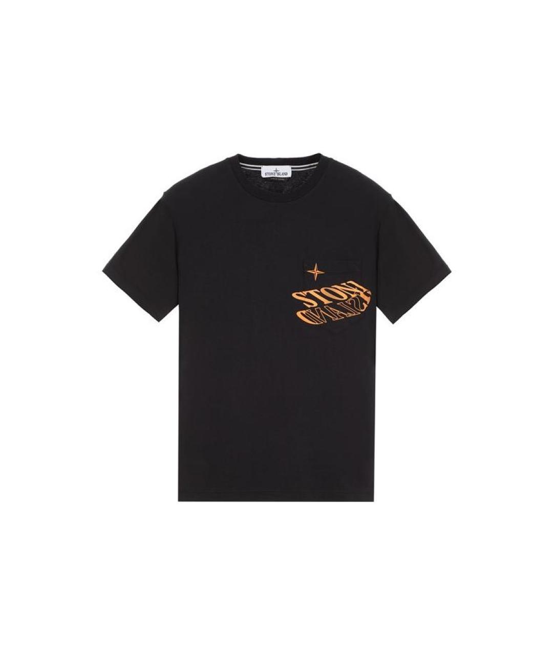 STONE ISLAND Черная хлопковая футболка, фото 1